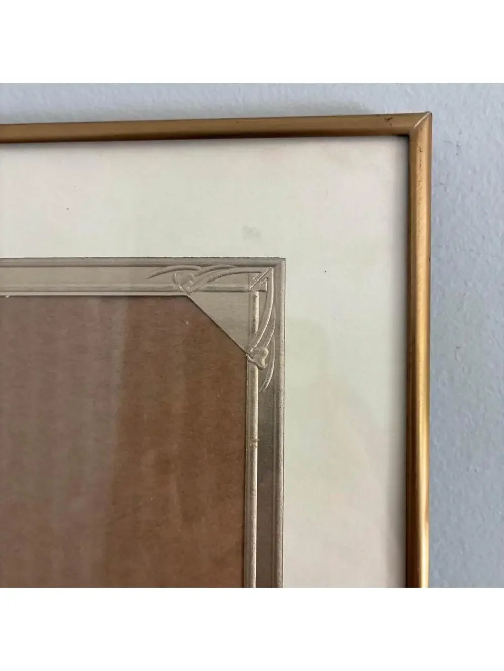 Vintage Art Deco Gold Metal Picture Frame 13x11 Tabletop Wall Hanging